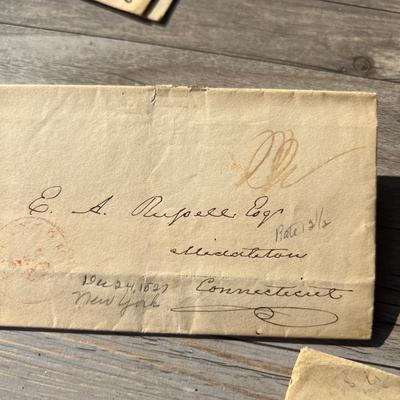 Antique Lot 1800’s Stamped Letters Ephemera - Earliest 1827
