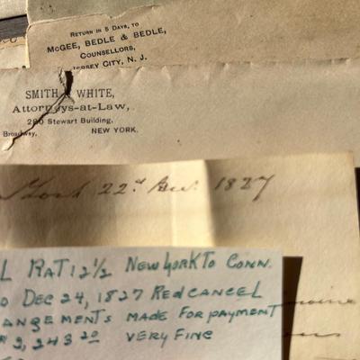Antique Lot 1800’s Stamped Letters Ephemera - Earliest 1827