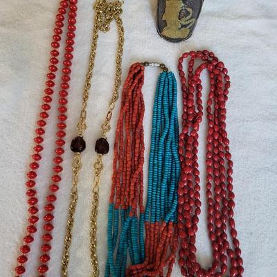LARGE CUFF BRACELET AND 4 NECKLACES