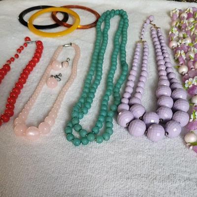 BAKELITE BRACELETS, NAPIER AND GERMAN NECKLACES PLUS MORE