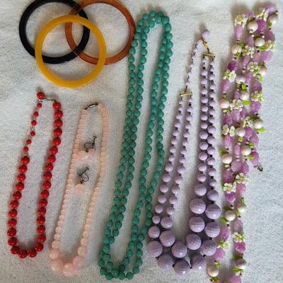 BAKELITE BRACELETS, NAPIER AND GERMAN NECKLACES PLUS MORE