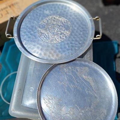 2 Pc. Serving Platers, Hammered