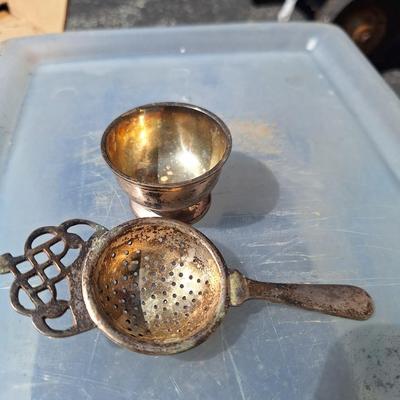 Vintage Silver Plated 2 Piece Tea Strainer