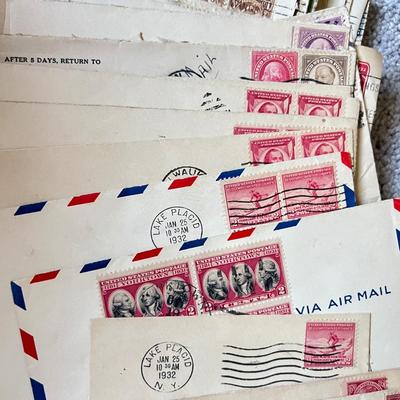 Antique Lot c. 1900-1940s Stamped Envelopes Ephemera