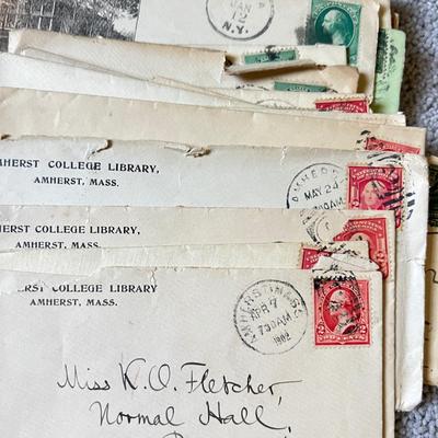 Antique Lot c. 1900-1940s Stamped Envelopes Ephemera