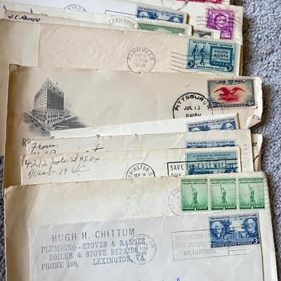 Antique Lot c. 1900-1940s Stamped Envelopes Ephemera
