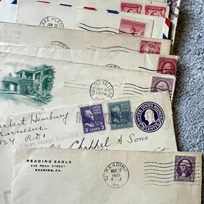 Antique Lot c. 1900-1940s Stamped Envelopes Ephemera