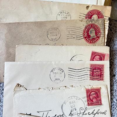 Antique c. 1900-1940s Stamped Envelopes w. Letters Ephemera