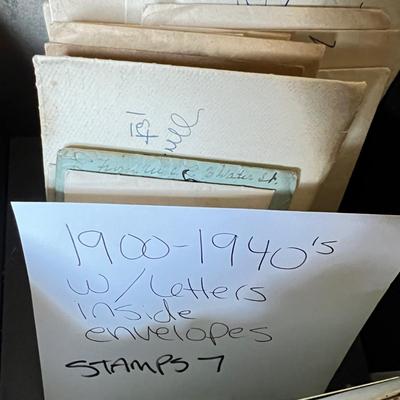 Antique c. 1900-1940s Stamped Envelopes w. Letters Ephemera