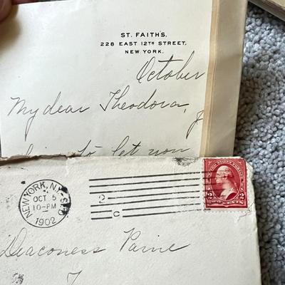 Antique c. 1900-1940s Stamped Envelopes w. Letters Ephemera