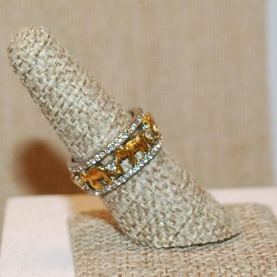 Size 7¾ Infinity Style 2-Tone Elephant Ring on a Silver Tone Band (4.4g)
