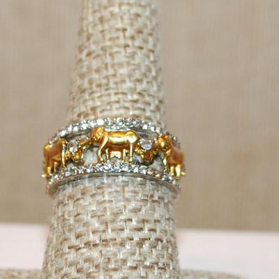 Size 7¾ Infinity Style 2-Tone Elephant Ring on a Silver Tone Band (4.4g)