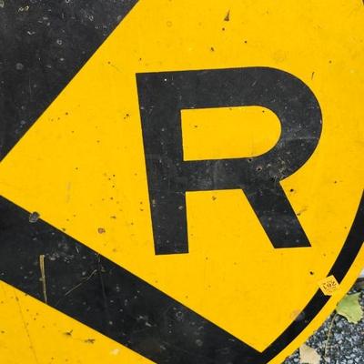 VINTAGE LARGE RAILROAD CROSSING SIGN ~ 36" DIAMETER WOODEN RR CROSSING SIGN
