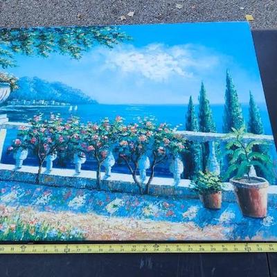 Wall Art Large Oil Painting Vintage, Sign By Austin