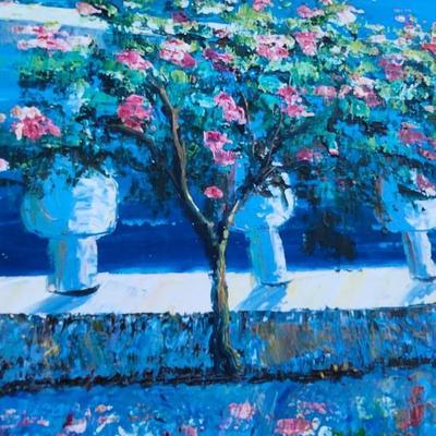 Wall Art Large Oil Painting Vintage, Sign By Austin