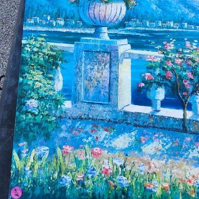 Wall Art Large Oil Painting Vintage, Sign By Austin