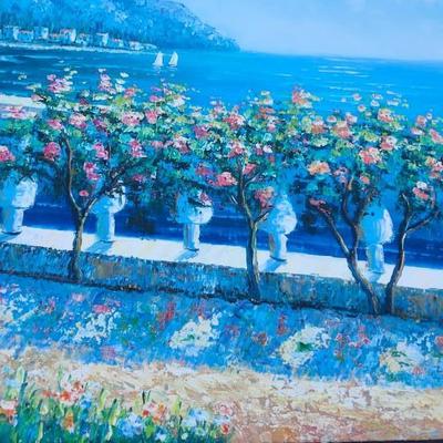 Wall Art Large Oil Painting Vintage, Sign By Austin