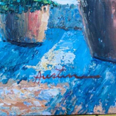 Wall Art Large Oil Painting Vintage, Sign By Austin