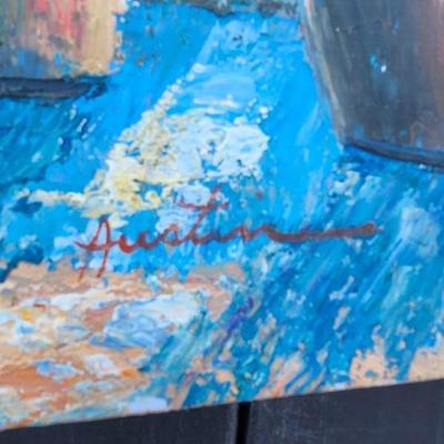 Wall Art Large Oil Painting Vintage, Sign By Austin
