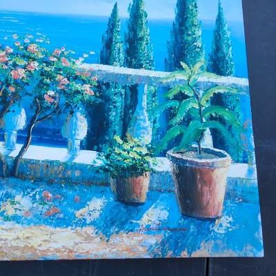 Wall Art Large Oil Painting Vintage, Sign By Austin