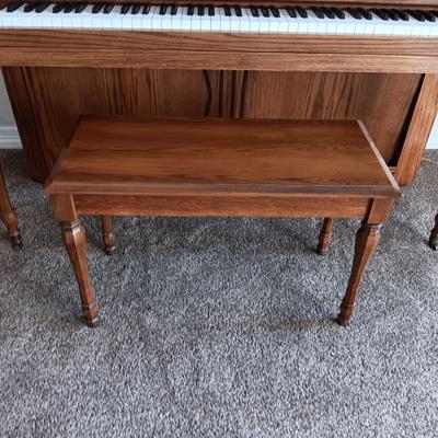 PRISTINE KAWAI PIANO W/ BENCH, SHEET MUSIC AND LAMP