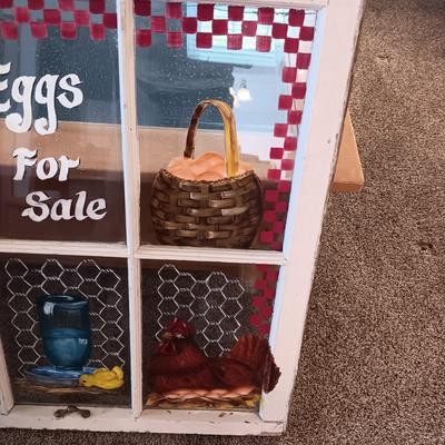HAND PAINTED REPURPOSED OLD HOUSE PANED WINDOW