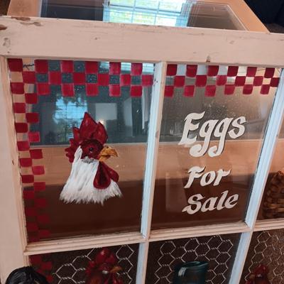 HAND PAINTED REPURPOSED OLD HOUSE PANED WINDOW