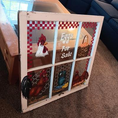 HAND PAINTED REPURPOSED OLD HOUSE PANED WINDOW