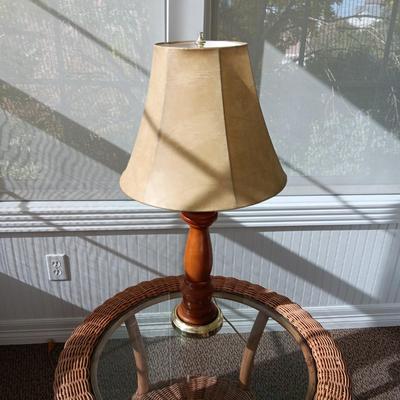 VERY NICE WICKER CHAIRS, SIDE TABLE, FOOT REST AND LAMP