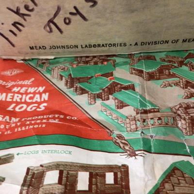 Box of Lincoln Logs With Building Plans