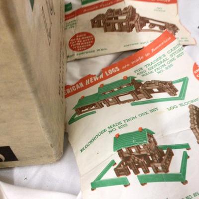 Box of Lincoln Logs With Building Plans