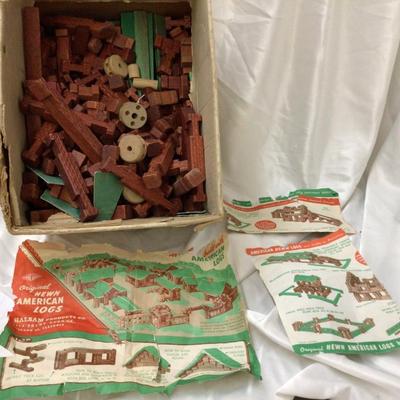 Box of Lincoln Logs With Building Plans