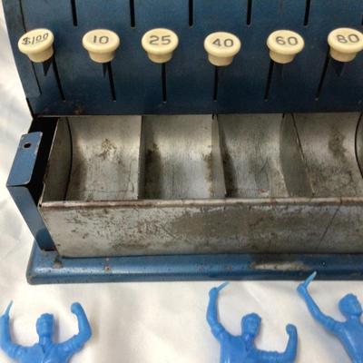 Toy Cash Register, Metal Car Carrier, Plastic Cowboy and Indians Toys
