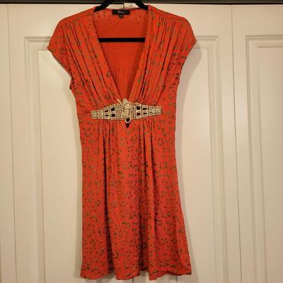 Vintage Sky Brand Empire Cut Animal Print Dress Cougar w/Rhinestone Waist