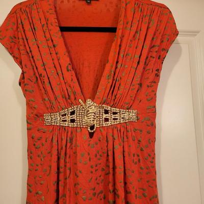Vintage Sky Brand Empire Cut Animal Print Dress Cougar w/Rhinestone Waist