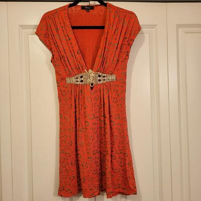 Vintage Sky Brand Empire Cut Animal Print Dress Cougar w/Rhinestone Waist