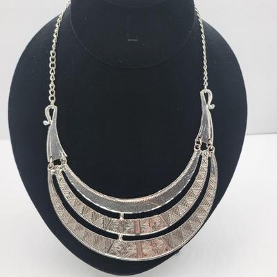 Silvertone Bold Runway Fashion Necklaces