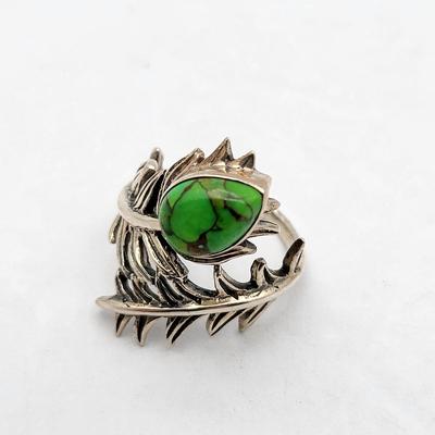 Two Leaf Motif SS & Stone Rings 10.9 Gr