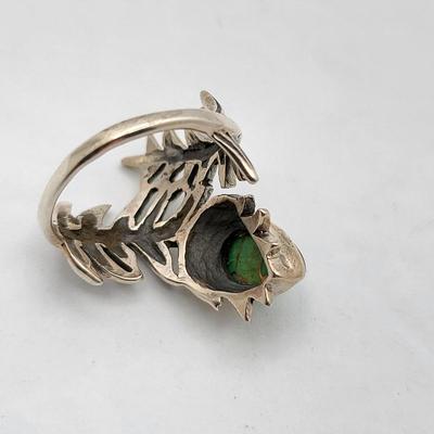 Two Leaf Motif SS & Stone Rings 10.9 Gr