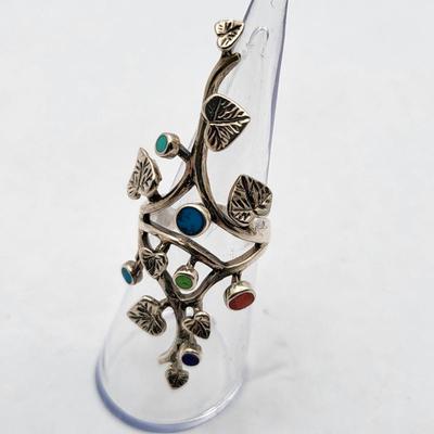 Two Leaf Motif SS & Stone Rings 10.9 Gr