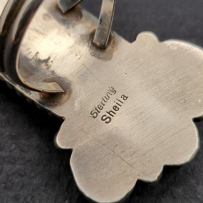Designer Signed Artisan White Buffalo Sterling Silver Ring