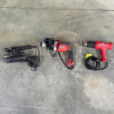 HEAT GUN, FINISHING SANDER AND A DRILL