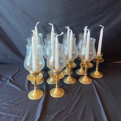 Brass Candleholders with Hurricane Glass (2DR-MG)