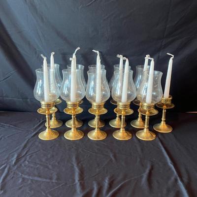 Brass Candleholders with Hurricane Glass (2DR-MG)