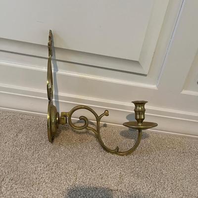 Two Williamsburg Restoration Brass Wall Mount Candleholders (2S-MG)