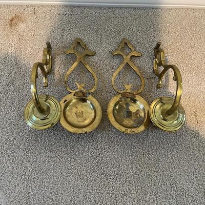 Two Williamsburg Restoration Brass Wall Mount Candleholders (2S-MG)
