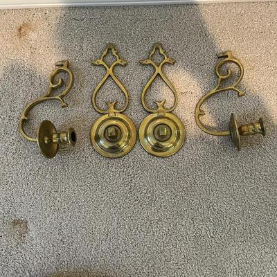 Two Williamsburg Restoration Brass Wall Mount Candleholders (2S-MG)