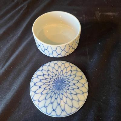 Three Brass Candleholders With Ceramic Bowl & Dish (2D-MG)