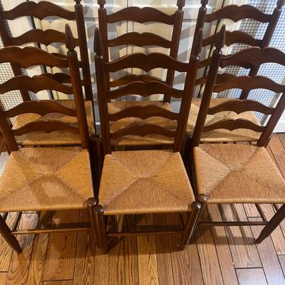 Nine Ladders Back Chairs with Rush Seats (2KD-MG)