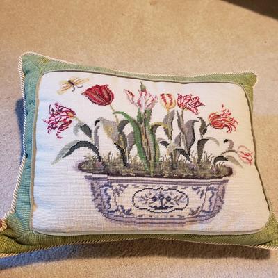 Two Signed Floral Prints and Two Floral Embroidered Pillows (2S-KD)